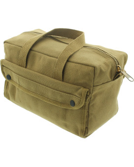 Armyu Heavy Duty Small Tool Bag Tactical Cotton Canvas Mechanics Bag 11 X 7 X 6 Coyote Brass Zipper