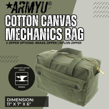 Armyu Heavy Duty Small Tool Bag Tactical Cotton Canvas Mechanics Bag 11 X 7 X 6 Coyote Brass Zipper