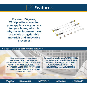 Whirlpool W10780045 Suspension Replaces W10821956 W10537443 W10780053 And More Metal