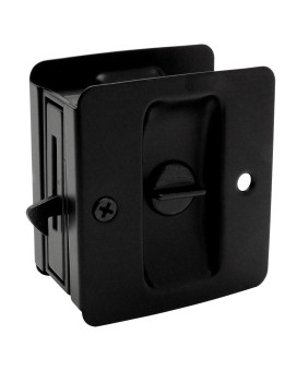 Designers Impressions Matte Black Pocket Door Privacy Lock 53850