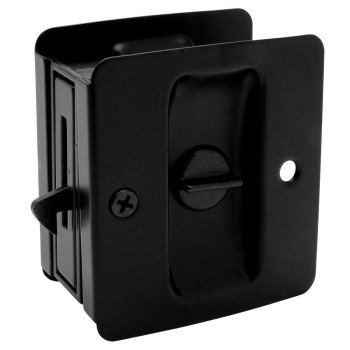 Designers Impressions Matte Black Pocket Door Privacy Lock 53850