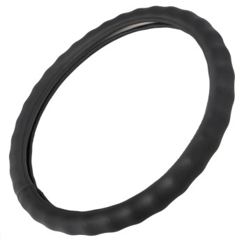 Bdk Sw899Lk Black Leather Car Steering Wheel Cover Large Size 155 To 16 Inch Easy Installation