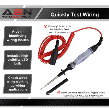 Abn Wire Piercing Circuit Tester Led Test Light 61224V Automotive Probe Tool Electric Trailer Wiring Diagnosis