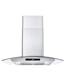 Cosmo Cos668As750 30 In Wall Mount Range Hood With 380 Cfm Curved Glass Ducted Convertible Ductless Additional Filters Need