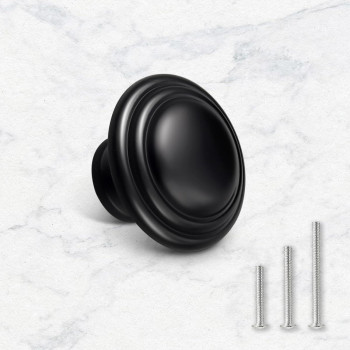 Gobrico 10 Pack Black Bifold Kitchen Cupboard Knobs Round Cabinet Drawer Pulls Handles 138 Diameter Zinc Alloy Material