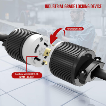 Enerlites Nema L1420P Locking Plug Connector For Generator Twist Lock Male Plug 20 Amp 125250 Volt 3 Pole 4 Wire Groundin