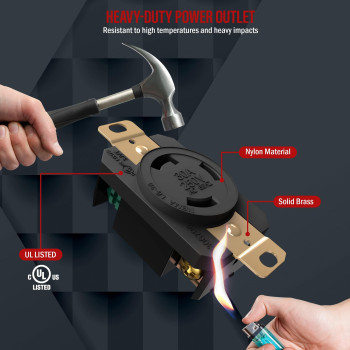 Enerlites Nema L630R Flush Mounting Locking Receptacle For Generator Twist Lock Outlet 30 Amp 250 Volt 2 Pole 3 Wire Groun