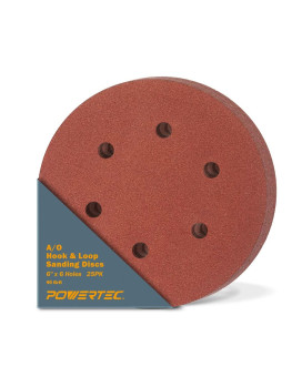 Powertec 45204 40 Grit 6 Inch 6 Hole Hook And Loop Sanding Discs Sandpaper For Random Orbital Sander Air Sander Pneumatic S