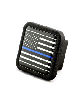 Everhitch Reflective Us Usa Flag Trailer Hitch Cover Tube Plug Insert Fits 2 Receivers Black White Flag With Thin Blue Lin