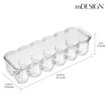 Mdesign Stackable Plastic Covered Egg Tray Holder Storage Container And Organizer For Refrigerator Dozensection Carrier Bin