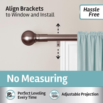 Maytex Smart Measuring Easy Install Drapery Window Rod Ball Finial 48 To 120 In Oil Rubbed Bronze