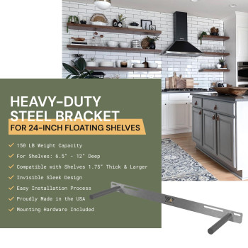 Floating Shelf Bracket 24 Hidden Shelf Brackets 150 Lb Weight Capacity Supports Wall Mounted Floating Shelves Of Any Leng