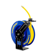 Goodyear Air Hose Reel Retractable 38 Inch X 50 Foot Sbr Rubber Hose Max 300Psi Heavy Duty Industrial Steel Single Arm Const