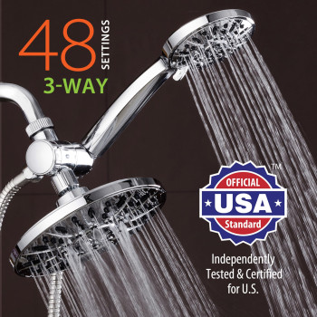 Aquadance 7 Premium High Pressure 3Way Rainfall Combo For The Best Of Both Worlds Enjoy Luxurious Rain Showerhead And 6Set