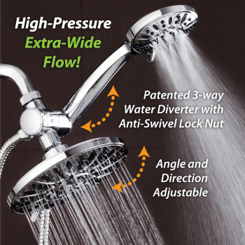 Aquadance 7 Premium High Pressure 3Way Rainfall Combo For The Best Of Both Worlds Enjoy Luxurious Rain Showerhead And 6Set