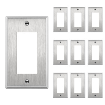 Enerlites Decorator Switch Or Receptacle Outlet Metal Wall Plate Stainless Steel Outlet Cover Corrosion Resistant 1Gang 450