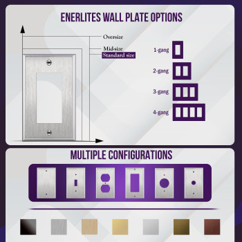 Enerlites Decorator Switch Or Receptacle Outlet Metal Wall Plate Stainless Steel Outlet Cover Corrosion Resistant 1Gang 450