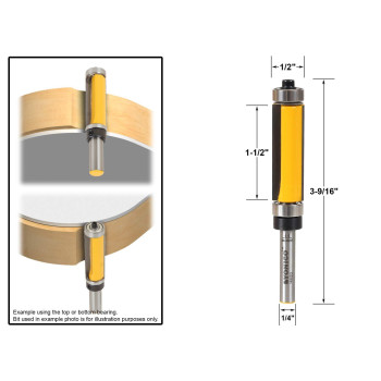 Yonico Router Bits Pattern Bit Flush Trim Top And Bottom Bearing 112Inch 14Inch Shank 14982Q