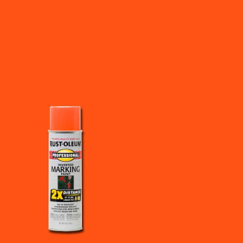 Rustoleum 266579 Professional 2X Distance Inverted Marking Spray Paint 15 Oz Fluorescent Orange