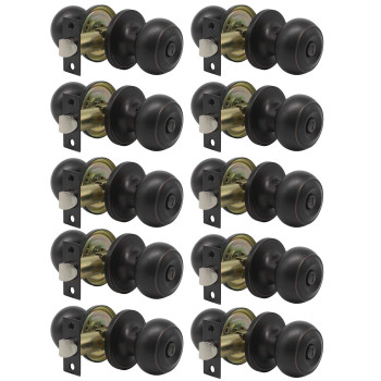 Gobrico Oil Rubbed Bronze Round Ball Door Knobs Keyless Privacy Lockset Bedroom And Bathroom Handles Interior Door Lock Sets For