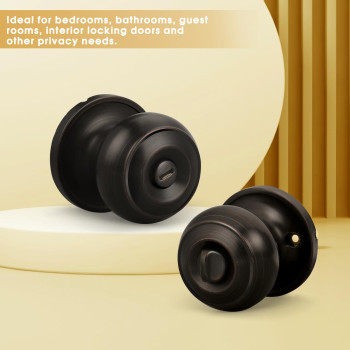 Gobrico Oil Rubbed Bronze Round Ball Door Knobs Keyless Privacy Lockset Bedroom And Bathroom Handles Interior Door Lock Sets For