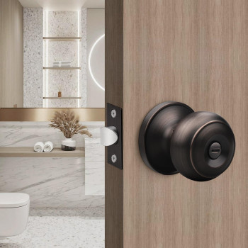 Gobrico Oil Rubbed Bronze Round Ball Door Knobs Keyless Privacy Lockset Bedroom And Bathroom Handles Interior Door Lock Sets For