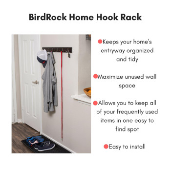 Birdrock Home Dual Hook Coat And Hat Rack 6 Dual Hooks 27 Inches Wall Mount Decorative Home Storage Entryway Foyer Hal