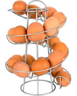 Southern Homewares Egg Skelter Deluxe Modern Spiraling Dispenser Rack Silver