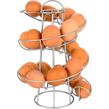 Southern Homewares Egg Skelter Deluxe Modern Spiraling Dispenser Rack Silver