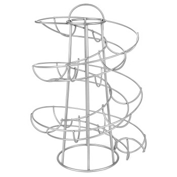 Southern Homewares Egg Skelter Deluxe Modern Spiraling Dispenser Rack Silver