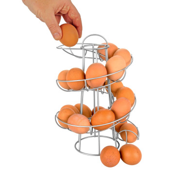 Southern Homewares Egg Skelter Deluxe Modern Spiraling Dispenser Rack Silver