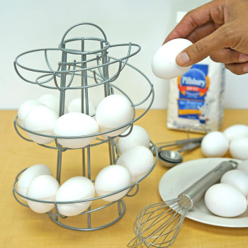 Southern Homewares Egg Skelter Deluxe Modern Spiraling Dispenser Rack Silver