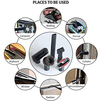 Gibtool Vacuum Attachments Accessories Cleaning Kit Brush Nozzle Crevice Tool For 1 14 Inch 1 38 Inch Standard Hose 6Pcs