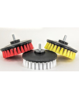 3Pc Carpet Mat 5 Round Brush Wpower Drill Attachment Car Care Detailing Tool