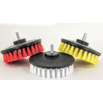 3Pc Carpet Mat 5 Round Brush Wpower Drill Attachment Car Care Detailing Tool