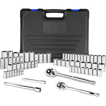 Epauto 69 Pieces 14 38 Drive Socket Set With Pear Head Ratchet Chrome 92824