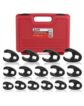 Abn Jumbo Crowfoot Flare Nut Wrench Set Metric 15Piece Tool Kit For 38In And 12In Drive Ratchet