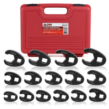 Abn Jumbo Crowfoot Flare Nut Wrench Set Metric 15Piece Tool Kit For 38In And 12In Drive Ratchet