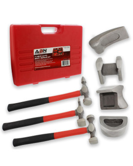 Abn Auto Body Shaping And Forming Repair 7Piece Kit Fender Roller Fixer Dent Remover Tool Set With Hammer And Dolly