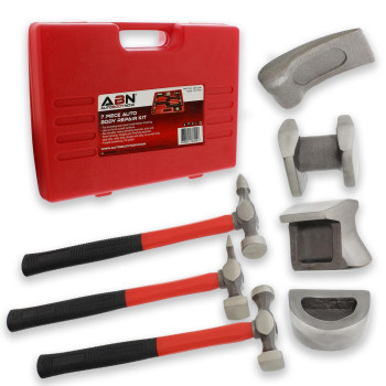 Abn Auto Body Shaping And Forming Repair 7Piece Kit Fender Roller Fixer Dent Remover Tool Set With Hammer And Dolly