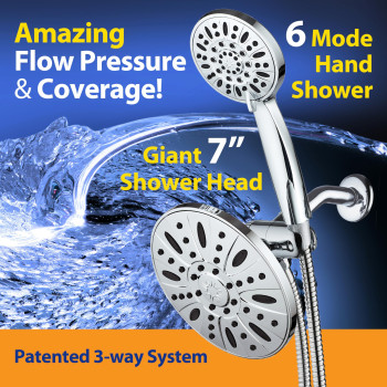 Aquadance 7 Premium High Pressure 3Way Rainfall Combo Combines The Best Of Both Worldsenjoy Luxurious Rain Showerhead And 6