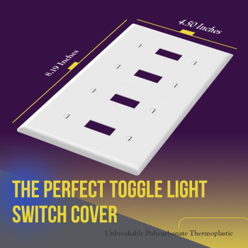 Enerlites Quad Light Switch Wall Plate Standard Size 4Gang 450 X 819 Unbreakable Polycarbonate Thermoplastic 8814W W