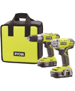 Ryobi P1832 18V One Handheld Drilldriver And Impact Driver Kit 6 Piece Bundle 1X P277 Drill Driver 1X P235 Impact Driver