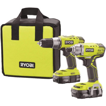 Ryobi P1832 18V One Handheld Drilldriver And Impact Driver Kit 6 Piece Bundle 1X P277 Drill Driver 1X P235 Impact Driver