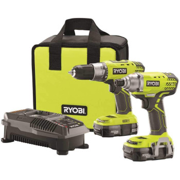 Ryobi P1832 18V One Handheld Drilldriver And Impact Driver Kit 6 Piece Bundle 1X P277 Drill Driver 1X P235 Impact Driver