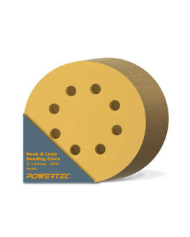 Powertec 44032G50 5 Inch 8 Hole Hook And Loop Sanding Discs 320 Grit 50 Pk Sandpaper For Random Orbital Sanders Air Sander