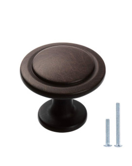 Lizavo 10 Pack Oil Rubbed Bronze Kitchen Cabinet Knobs Modern Solid Metal Cabinet Hardware For Drawer Dresser 114 Inch Round D