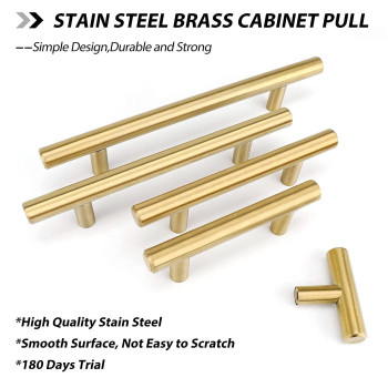 Goldenwarm 25 Pack Kitchen Cabinet Handles Brushed Brass Dresser Drawer Hardware Pulls 334In96Mm Gold Handles For Dresser