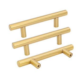 25Pcs Gold Cabinet Handles Brass Pulls 3 Inch Dresser Drawer Ls201Gd76 Kitchen Brushed Door Hardware Furniture 76Mm Hole Cent