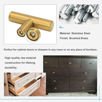 Goldenwarm 10 Pack Gold Cabinet Knobs Brushed Brass Drawer Knobs Gold Dresser Hardware Ls201Gd Single Hole Handles For Kitchen